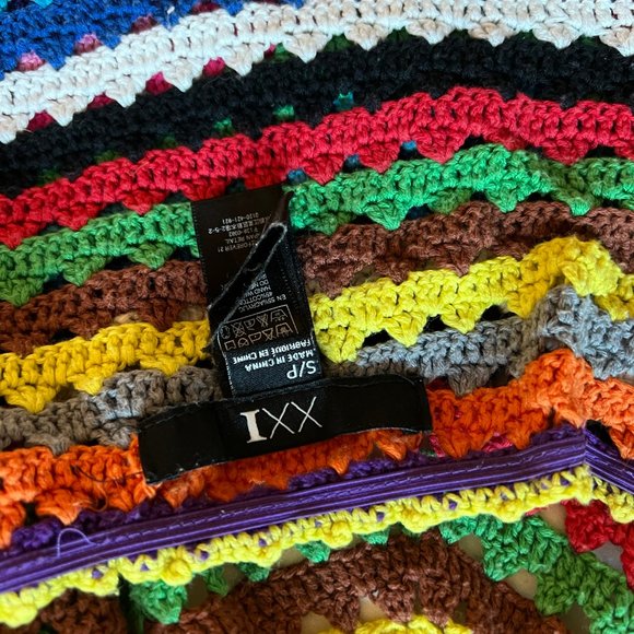 Unique Rainbow Crochet Festival Rave Beach Top - Tunic - Mini Dress - Coverup - Picture 3 of 5